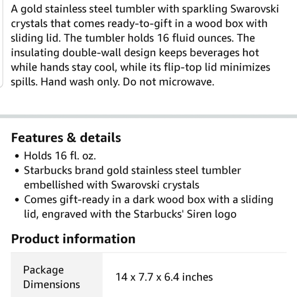 Starbucks Swarovski Tumbler NEVER used - Picture 5 of 5